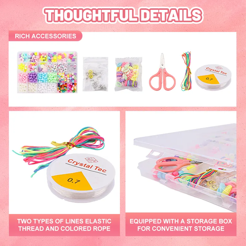 مجموعة ألعاب الخرز للفتيات الأعلى مبيعًا من Leemook مجموعة ألعاب صنع الخرز والحلي والأساور ملونة من تصميم ذاتي للأطفال