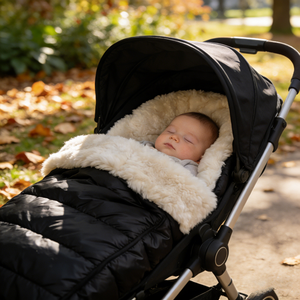 Couverture de poussette pour bébé 100% peau de mouton naturelle, imperméable, coupe-vent, doublure chaude en peau d'agneau, sac de couchage pour nourrisson et tout-petit, pour l'extérieur - Product Image 5