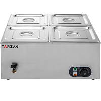 Gewerblicher Speisenwärmer mit 6 Behältern, Temperaturregelung und Zapfhahn für Partys, Edelstahl Bain-Marie