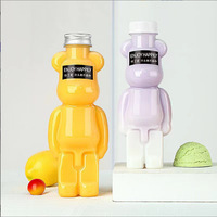 Bouteille de jus créative en forme d'ours vide de 400 ml, 500 ml, 700 ml, bouteille en plastique PET jetable pour tasse de thé au lait