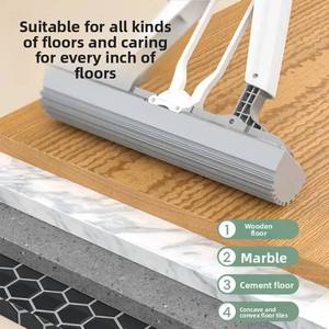 Serpillère en éponge super absorbante de 28 cm de large, nouvelle serpillère à double usage mains libres, nettoyage humide et sec pour la maison, avec tête de serpillère en PVA - Product Image 4