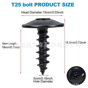 M5x16 Torx Self Tapping Screws For Volkswagen Audi Porsche Skoda Mudguard Liner Metal <b>Fasteners</b> Right Hand Thread - Product Image 2