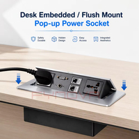 Boîtier de prise de courant escamotable encastré noir et argenté, norme américaine, avec 2 prises CA et USB RJ45 VGA pour table de conférence