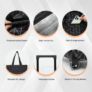 New High Quality Light Weight <b>Foldable</b> Two Wheel Trolley Shopping <b>Cart</b> with Cooler Bag for <b>Foldable</b> Polyester Grocery Tote - Product Image 4