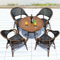 Personalización PE ratán marco de aluminio silla de jardín al aire libre Bistro Buff/muebles de jardín negro Juego de sillas de café