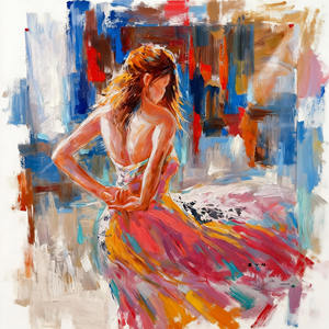 Dipinto a Olio Impressionista Fatto a Mano, Arte Moderna da Parete per Soggiorno, Ritratto Ecologico <span class=keywords><strong>di</strong></span> Donna su Tela - Product Image 3