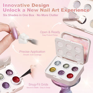 MissGooey Kit de Nail Art Gel Polish Effet Œil de Chat TPO/Hema-Free pour Estampage, <span class=keywords><strong>Poudre</strong></span> Dégradée et Frottement, avec Tampon de Transfert - Product Image 2