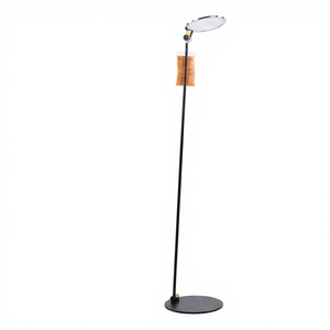 Lampe de sol minimaliste en métal, abat-jour rond blanc, hauteur réglable, LED blanc froid 3500K, base E27, éclairage intérieur - Product Image 1