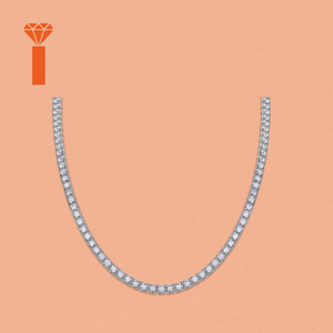 Collier Tennis Hip Hop Style Joaillerie Fine, Simple Rangée 2MM, Entièrement Sertie de Diamants Moissanite, en Argent Sterling 925, pour Hommes et Femmes - Product Image 1