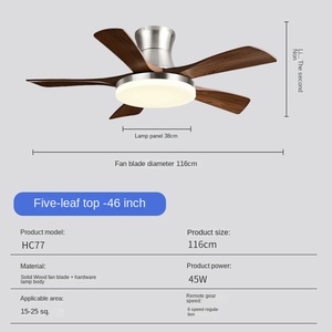HSG Best Selling 56-Inch Modern AC Motor <b>Ceiling</b> Fan with Light 5 Blades Black/White <b>Glass</b> Body Remote Control for Living Room - Product Image 3