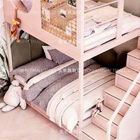 Lit superposé rose clair pour deux filles, style princesse, double étage avec rangement, escalier, armoire, cabane, lit mezzanine pour enfants, chambre individuelle