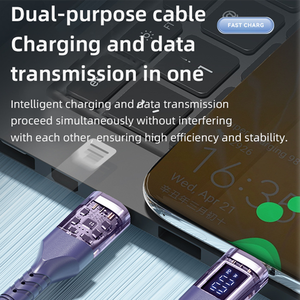 Cable de Carga Rápida Inteligente de 100W con Pantalla, Tipo C a Tipo C, Cable de Datos Trenzado de Nailon para Teléfono Móvil - Product Image 5