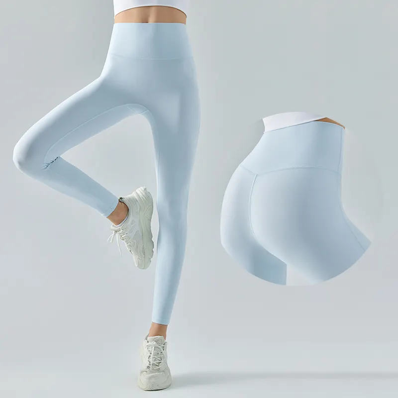 Pantalon de yoga taille haute Double face brossé Nude Fitness Yoga Wear Peach Hip Lifting Running Yoga Leggings