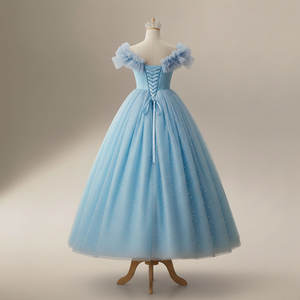 Vestido Azul de Lujo para Niñas al por Mayor |   Vestido Largo de Tul Brillante |   Elegante Vestido de Fiesta Estilo Princesa para niñas de 1 a 12 años - Product Image 2