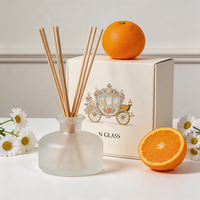 Flacon diffuseur de parfum de luxe vide 200 ml en verre, blanc mat ou noir brillant, avec éventail en cristal pour couvercle, sérigraphié, pour parfum d'ambiance