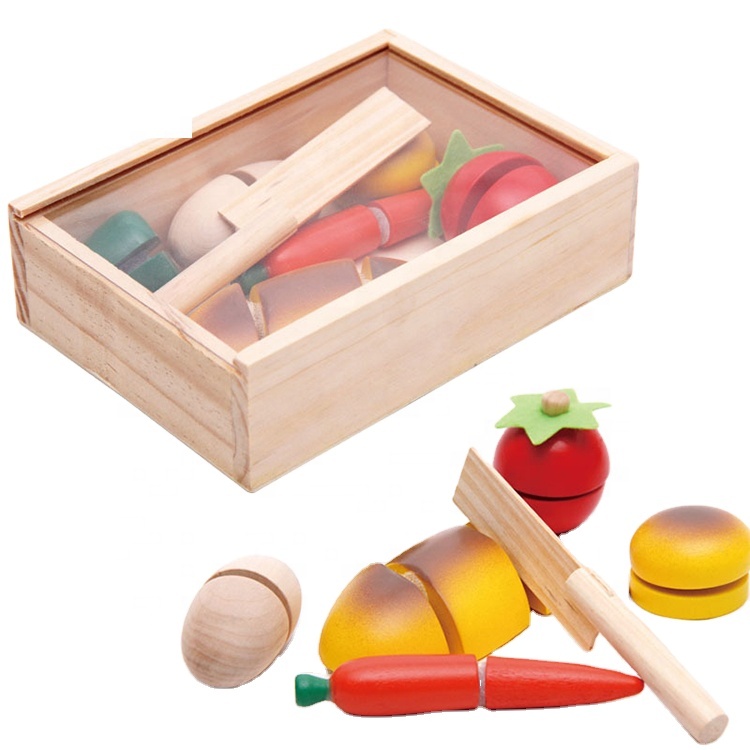 Серия деревянных игрушек для резки фруктов, детский кухонный игрушечный набор для приготовления пищи, лидер продаж, в деревянной коробке