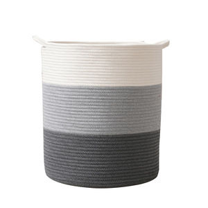 Cotton rope woven laundry <b>basket</b>, toy storage <b>basket</b>, <b>large</b> size household/dormitory laundry <b>basket</b>, handmade storage <b>basket</b> - Product Image 4