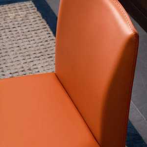 Chaise de salle à manger nordique simple orange, design tendance, pour restaurant, bureau, café, <span class=keywords><strong>club</strong></span>, en cuir pleine fleur, mobilier de maison - Product Image 2