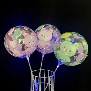 Uzer 20 Inch Bear Transparent LED Bobo Balloon Party Decoration Ball Baby Shower Decoration