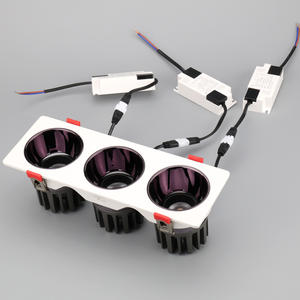 Plafonnier encastré carré moderne en aluminium à double tête <span class=keywords><strong>rectangulaire</strong></span> LED COB 20W*2, réglable, grille lumineuse, hôtel, dimmable - Product Image 1