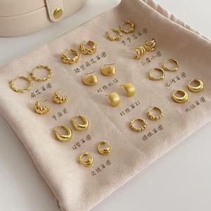 Pendientes de Aro Clásicos y Modernos para Mujer, de Kevlar con Piedra Natural, Electrochapados, de Lujo Ligero, de Alta Gama, Simples, Circulares, Dorados - Product Image 3