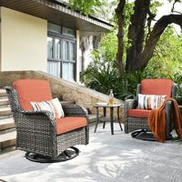 Vente en gros de mobilier d'extérieur moderne en osier et rotin, ensemble chaise et table pivotantes pour le patio, le restaurant et le jardin avec balcon
