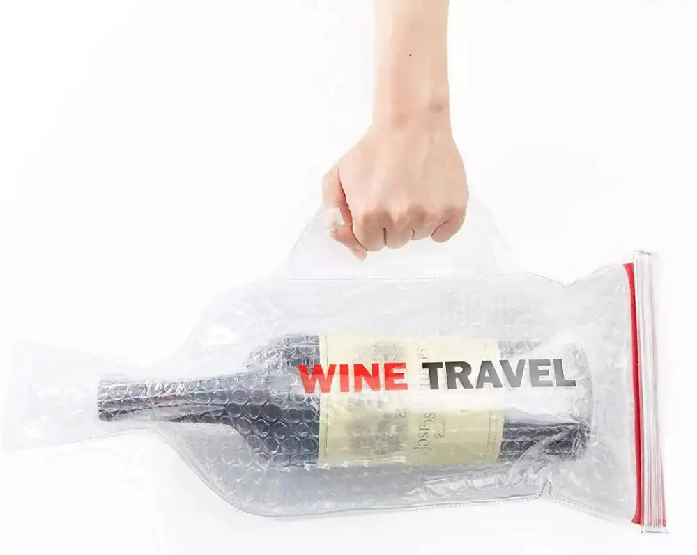 Dicht PVC Blase Wein Flasche Protector Wein Bier Haut Tasche Mit Griff Air Blase Taschen Für Wein