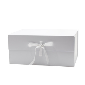 Custom design changeable ribbon very big white square magnetic gift box