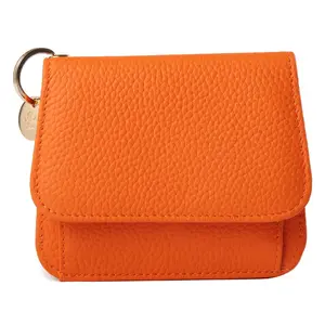 Three-fold Women Short Wallet custom Money Coin Purse Card Holder Mini Cute Clutch Female Solid Color PU Leather Slim Zipper Bag