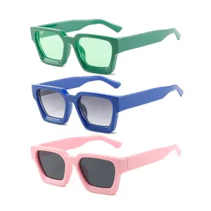 Dikke Vierkante Macaron Roze Rechthoek Kleurrijke Zonnebril Vierkant Frame UV400 Eyewear