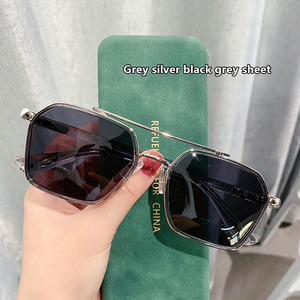 New Trend Driving UV Blocking Sun Glasses Double Bridge square <b>Frame</b> Metal Men Glasses Luxury Glasses - Product Image 2