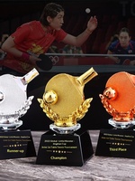 Trophée en cristal de résine sportive personnalisé |   Récompenses d'équipe de tennis de table/basket-ball/football/badminton/volley-ball