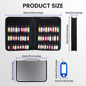 Estuche portátil con cremallera para llaves con asa, impermeable, ignífugo, carpeta para llaves con 54 ganchos y etiquetas, organizador de cajas para llaves - Product Image 5