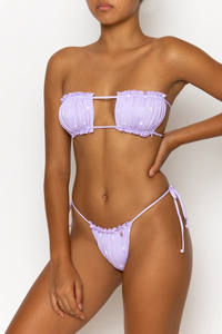 Maillot de bain sexy Bikini Mode européenne et américaine Couleur unie Sans bretelles Avec coussinets de poitrine Multicolore Plage Sexy Bikini pour femmes - Product Image 6