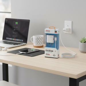 Ricarica rapida 2-in-1 a doppia porta caricatore da parete USB-A e USB-C 2.5A con cavo da 3FT USB a USB-C, dispositivi universali - Product Image 3