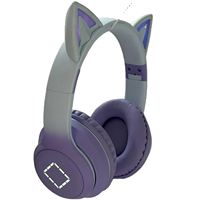 Vente en gros Casque supra-auriculaire Casque de jeu sans fil à LED pour filles Écouteurs bluetooth lumineux à oreilles de chat