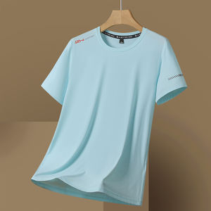 T-shirt décontracté Joker pour homme en soie glacée, à séchage rapide, manches courtes, confortable, ample et respirant, idéal pour l'été - Product Image 3