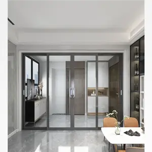 Алюминиевые стеклянные двери из закаленного стекла, Звукоизолированные, оптовая цена, раздвижные стеклянные двери для гостиной