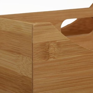 Organizador de escritorio de bambú, caja de almacenamiento rectangular para oficina con compartimentos para bolígrafos, lápices, tijeras y artículos de papelería, minimalista - Product Image 5
