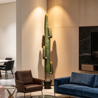 Grand cactus artificiel super réaliste de 225 cm, plante ornementale pour aménagement intérieur, faux cactus du désert en pot