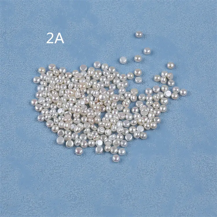 Toptan 4.5-5mm AA/AAA/AAAA doğal beyaz tatlısu düğme düz geri inciler toplu gevşek inciler