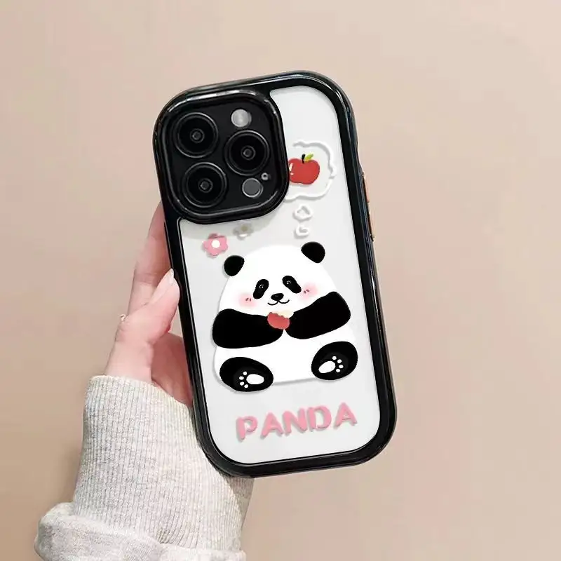 Casing pelindung ponsel oppo reno8, casing kartun makan Apple Panda internet selebriti cocok untuk VIVO X90 PRO Xiaomi 13 PRO