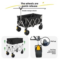 Chariot de camping pliable multifonctionnel à quatre roues Wowo, siège inclinable pour enfants, structure métallique robuste pour une utilisation en extérieur