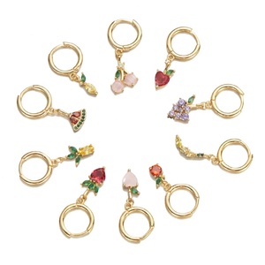 Pendientes de moda europeos y americanos con circonitas de colores en forma de uva, cereza y piña, accesorio de moda. - Product Image 4