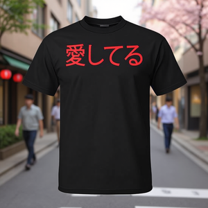 เสื้อยืด Ai Shiteru Japanese I Love You สีดำ แขนสั้น คอกลม พิมพ์ลายสกรีน สำหรับผู้ชาย เสื้อผ้าโปรโมชั่น - Product Image 2