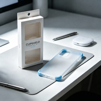 Vente en gros d'étuis de téléphone futuristes minimalistes de style technique mat de qualité supérieure, boîte d'emballage en papier avec fenêtre en PVC