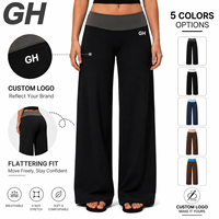 GH Wholesale Leggings évasés brossés pour femme, taille haute, avec ceinture contrastante, effet ventre plat et rehaussement des fesses, pour le yoga
