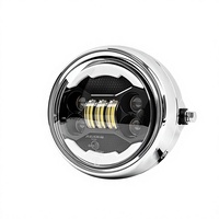 Phare LED Rond Rétro Chromé, Feux de Croisement et de Route, DRL pour Moto, Véhicule Tout-Terrain, Camion, SUV, Remplacement Universel Personnalisé