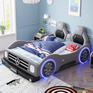 Nouveau lit de voiture pour enfants JINS pour garçons lit double/pleine grandeur en bois moderne rembourrage en microfibre mobilier de chambre à coucher confortable et doux - Product Image 4