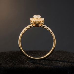 Double-<b>Row</b> Halo Pear Cut Diamond Statement Ring - Product Image 3